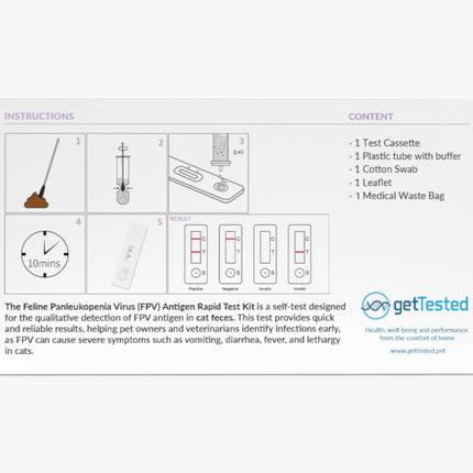 Schnelltest-Kit für Panleukopenie bei Katzen mit Testkassette und Anleitung.