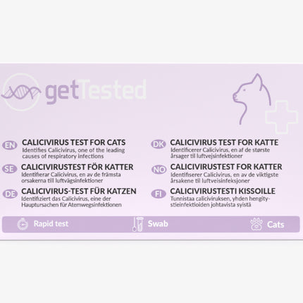 Calicivirus-Test für Katzen in rosa Verpackung mit Katzensymbol.