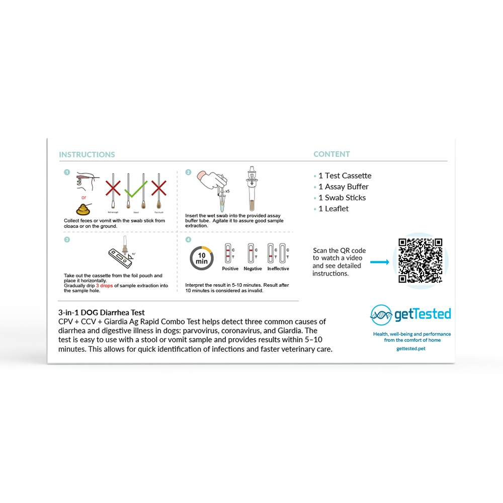 3-in-1 Durchfalltest Hund – CPV/CCV/Giardia | GetTested